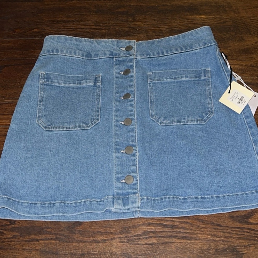 Francesca's Collections Denim Blue A-Line Skirt